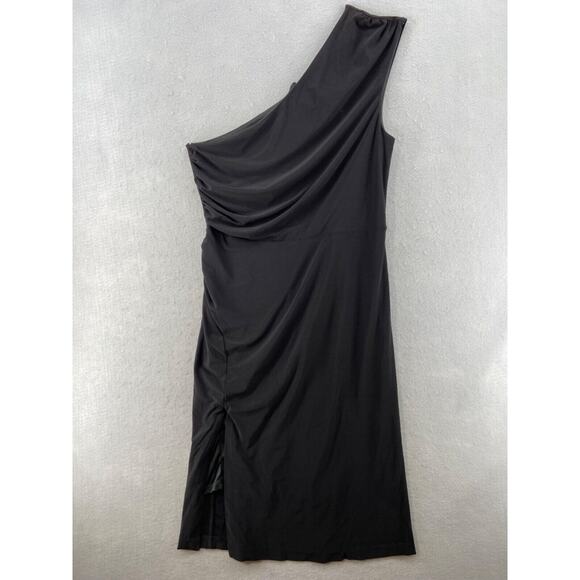 Laundry by Shelli Segal Dress Womens Sz 12‎ Black One Shoulder Midi Cocktail - Picture 10 of 12